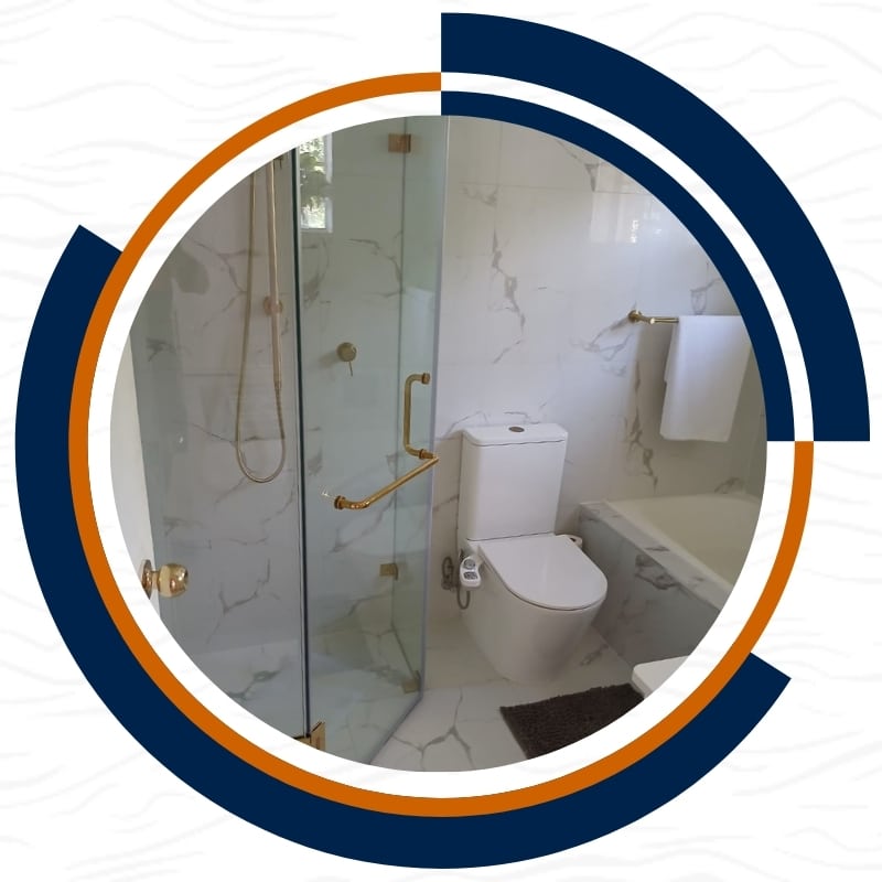A modern bathroom featuring waterproofing solutions in Wentworth Point for enhanced durability and style.