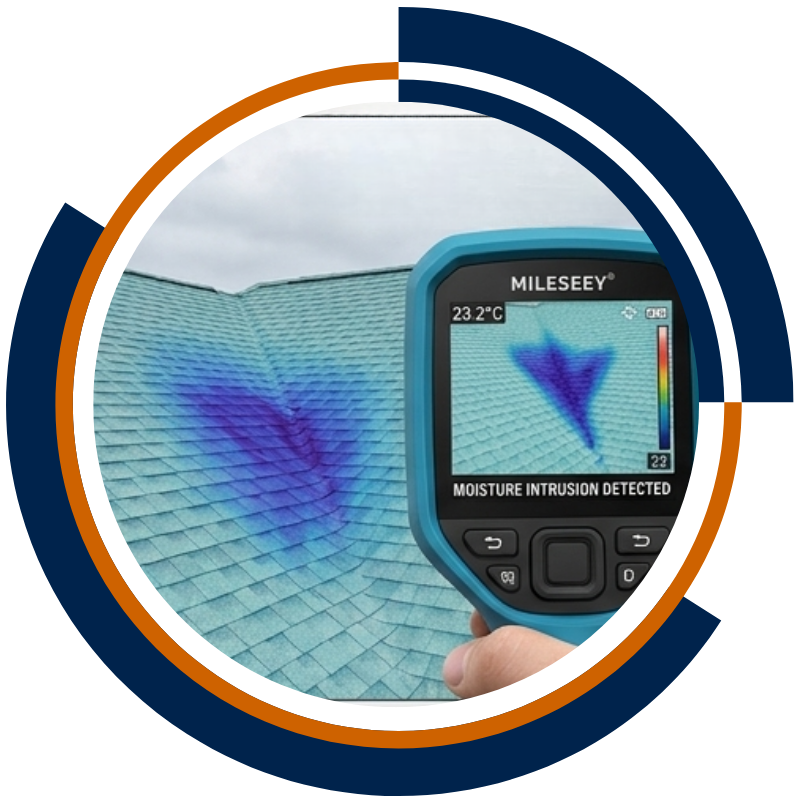 Thermal camera detecting roof moisture intrusion on a tiled Sydney roof